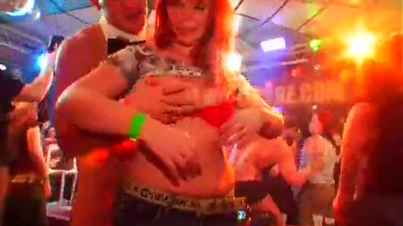 Blonde girl swallowing pecker with cream while black fucking her pussy